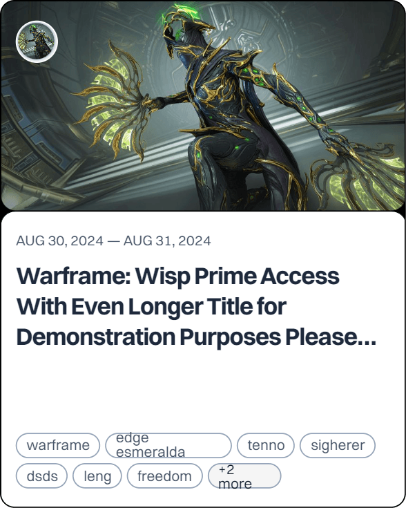 Warframe: Wisp Prime Access With Even Longer Title for Demonstration Purposes Please Look