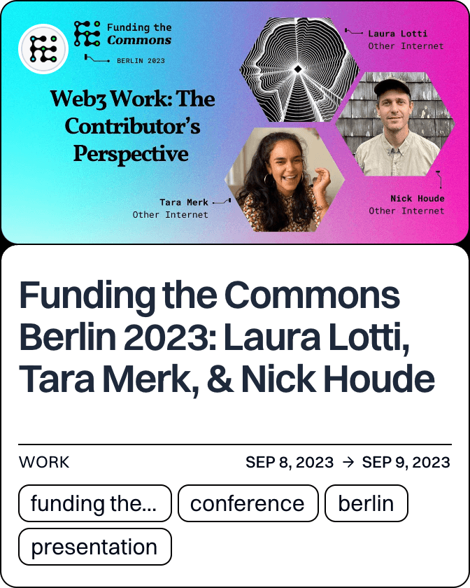 Funding the Commons Berlin 2023: Laura Lotti, Tara Merk, & Nick Houde