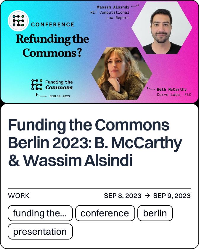 Funding the Commons Berlin 2023: B. McCarthy & Wassim Alsindi