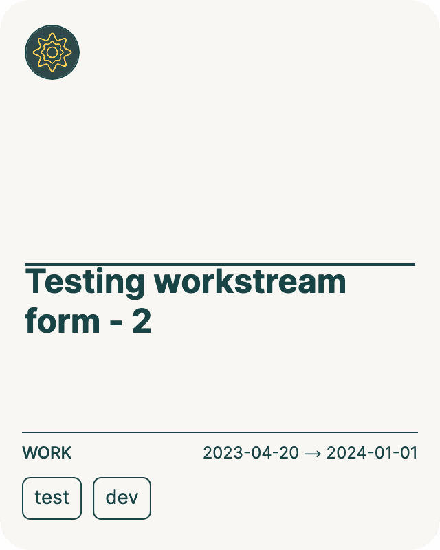 Testing workstream form - 2