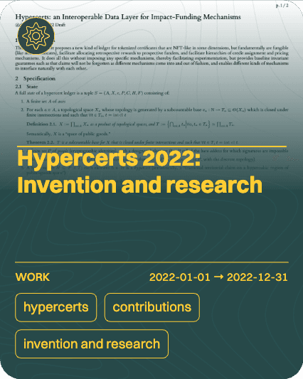 Hypercerts 2022: Invention and research