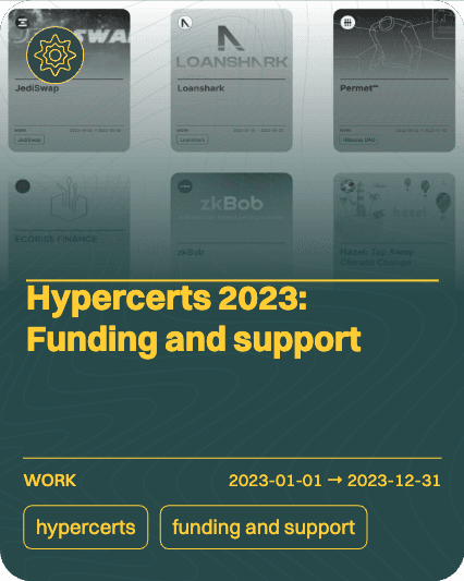 Hypercerts 2023: Funding and support